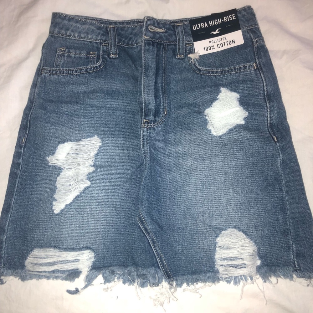 Hollister high rise jean skirt